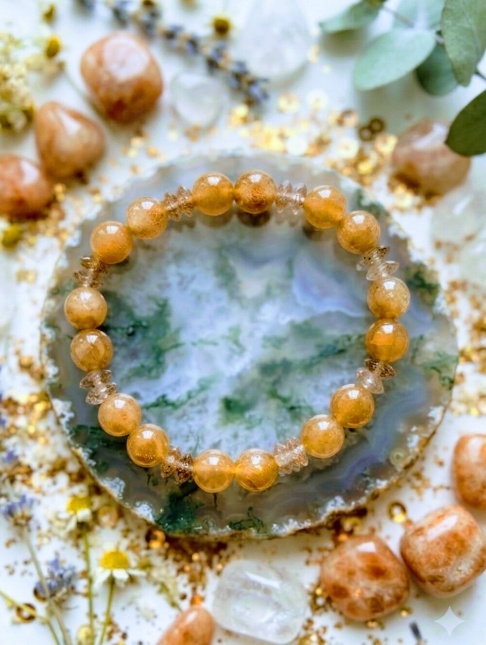 Sunstone/Strawberry Quartz Bracelet